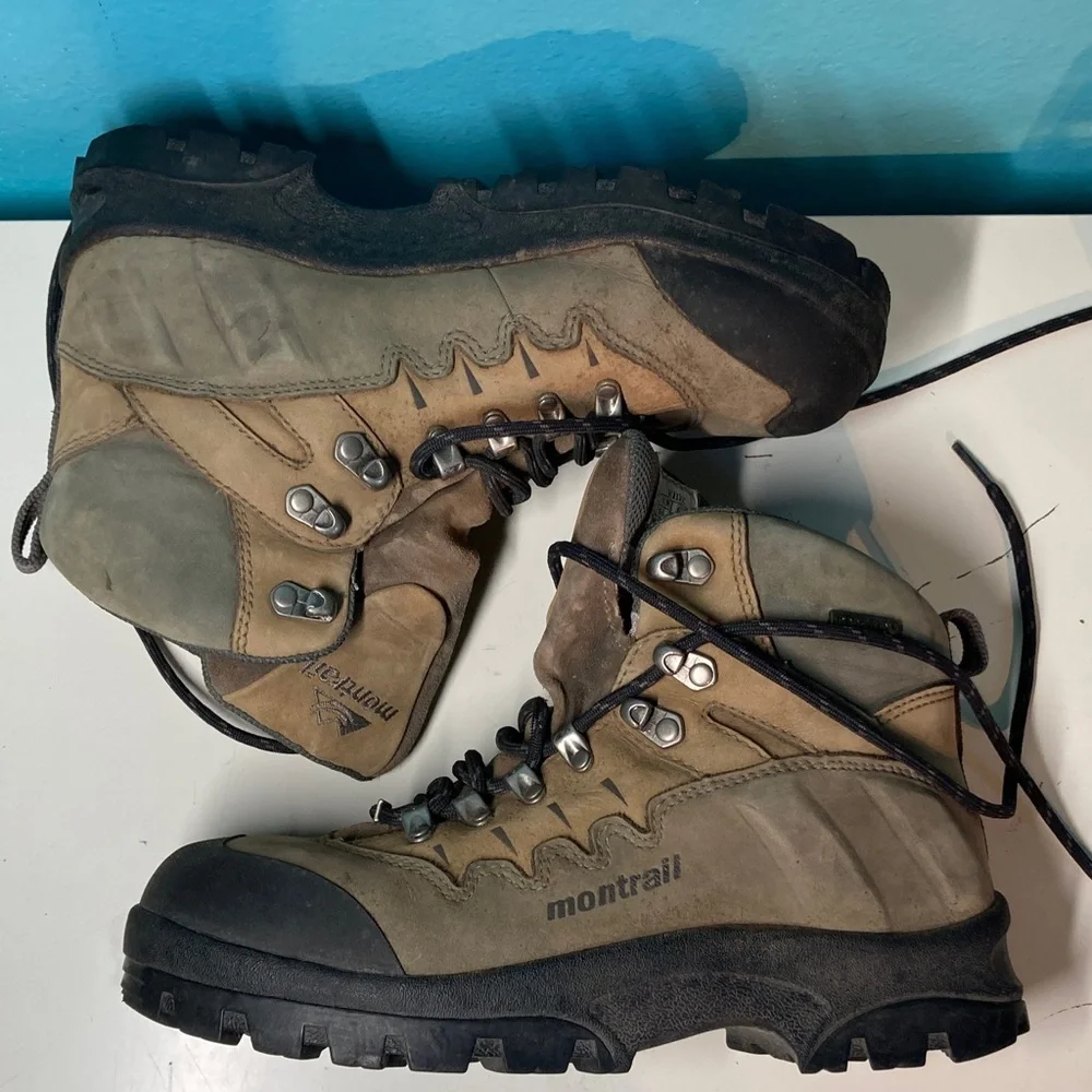 Montrail Goretex Brown Leather Hiking Boots Womens  Size 8 / 39 Wide Waterproof - Picture 12 of 15